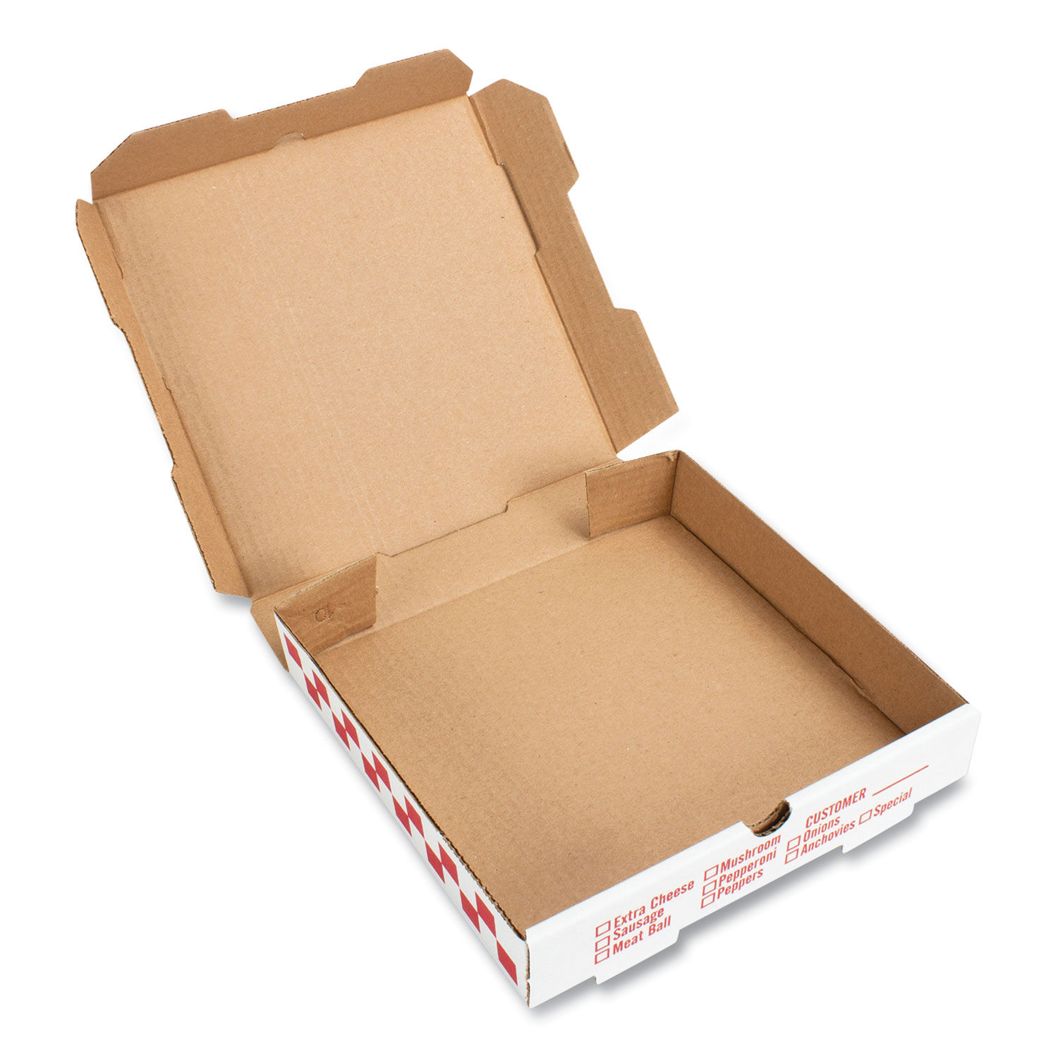 Boîte à pizza Boîtes à pizza Kraft ondulées, Flûte B, Blanc, Pizza 18 »,  18W x 18D x 2H, 50/Bundle