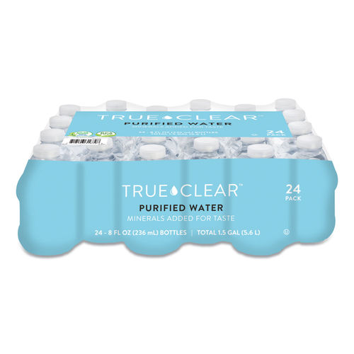 True Clear® Purified Bottled Water, 16.9 oz Bottle, 24 Bottles/Carton, 84  Cartons/Pallet, TCLTRC05L24PLT