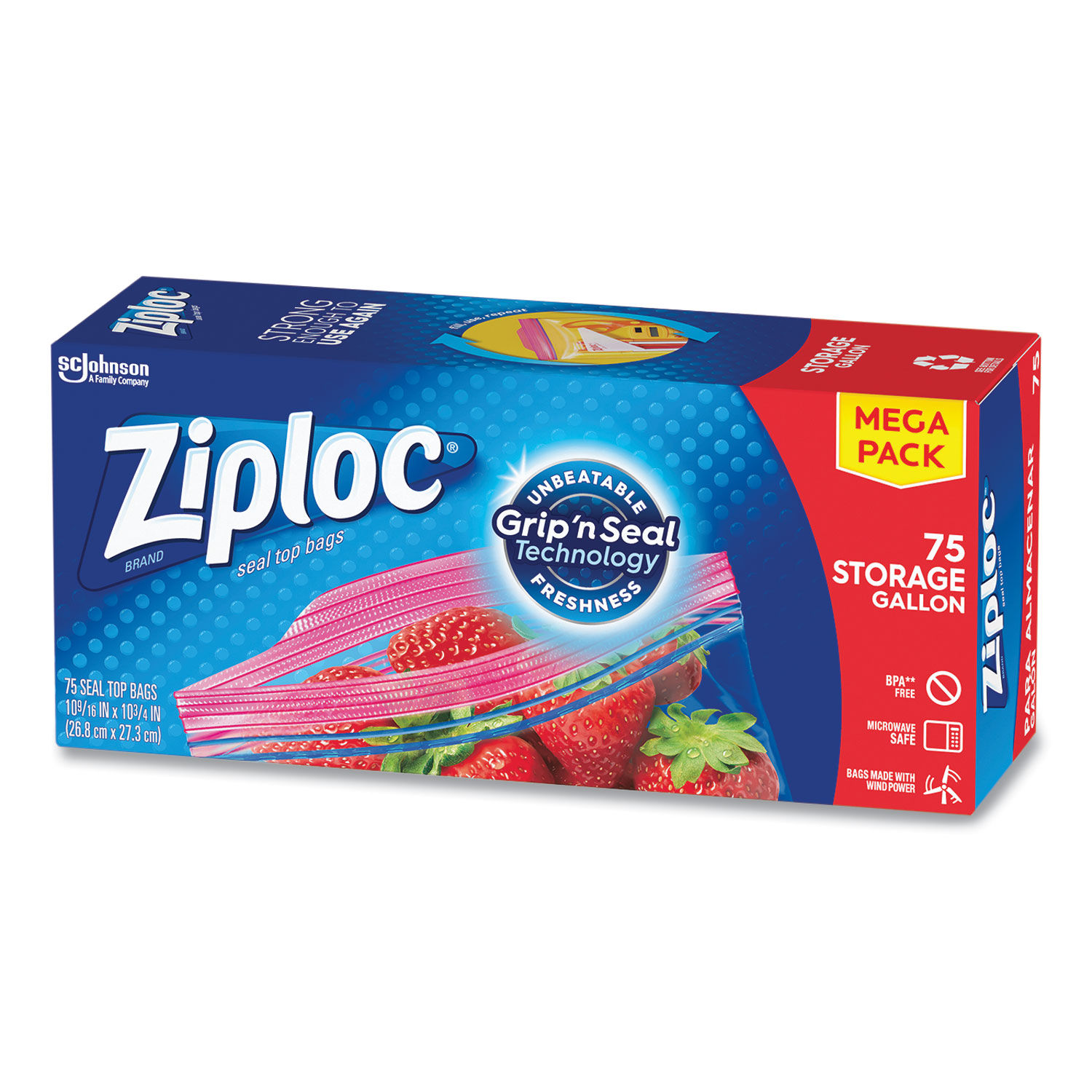 Ziploc Slider Bags, Storage, Gallon 12 ea