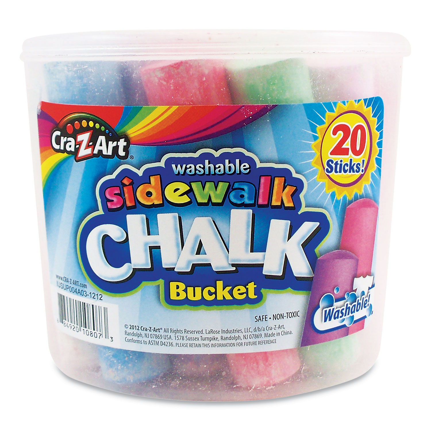 Cra Z Art Sidewalk Chalk, Washable - 32 sticks