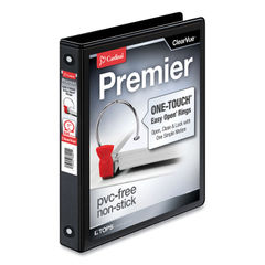 CRD11101 - Premier Easy Open ClearVue Locking Round Ring Binder, 3 Rings, 1" Capacity, 11 x 8.5, Black