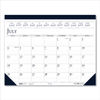 HOD155HD - Recycled Academic Desk Pad Calendar, 22 x 17, White/Blue Sheets, Blue Binding/Corners, 14-Month (July to Aug): 2023 to 2024