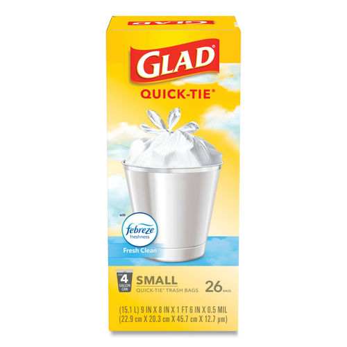 Glad Small Trash Bags - 4 Gallon White Trash Bag - 30 Count