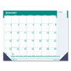 HOD148 - Express Track Monthly Desk Pad Calendar, 22 x 17, White/Teal Sheets, Teal Binding, Blue Corners, 13-Month(Jan-Jan): 2024-2025