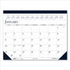 HOD1506 - Recycled Two-Color Perforated Monthly Desk Pad Calendar, 18.5 x 13, Blue Binding/Corners, 12-Month (Jan-Dec): 2024