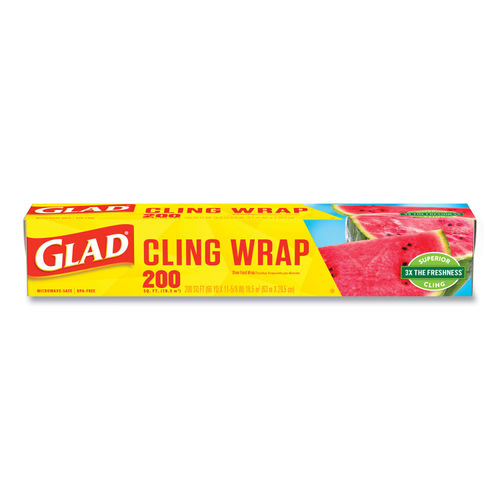 Glad Holiday Cling Wrap Plastic Wrap Roll, Red, 300 sq ft