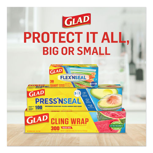 Glad Flex N Seal Food Storage Bags, Quart, 8 Ct.