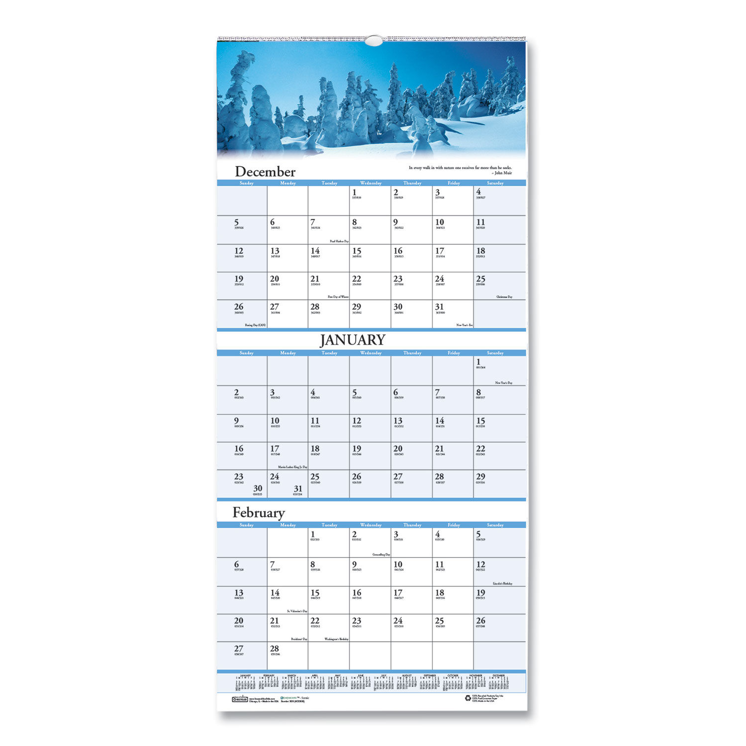 Recycled Scenic Landscapes ThreeMonth/Page Wall Calendar by House of