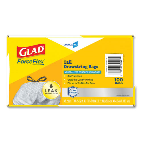 Glad ForceFlex Tall Kitchen Drawstring Trash Bags 13 Gallon Grey Box Of 100  - Office Depot