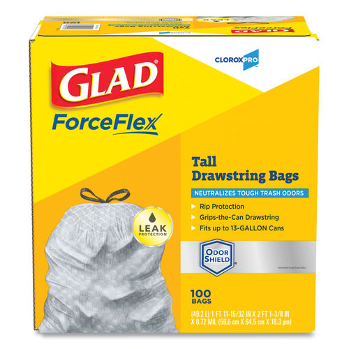 Glad ForceFlex Tall Kitchen Drawstring Trash Bags - CLO70427 