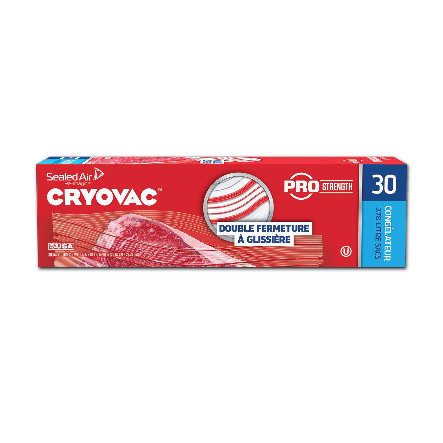 Diversey Cryovac One Gallon Storage Bag Dual Zipper, Clear, 10 1/2 x 10  15/16, 250/CT