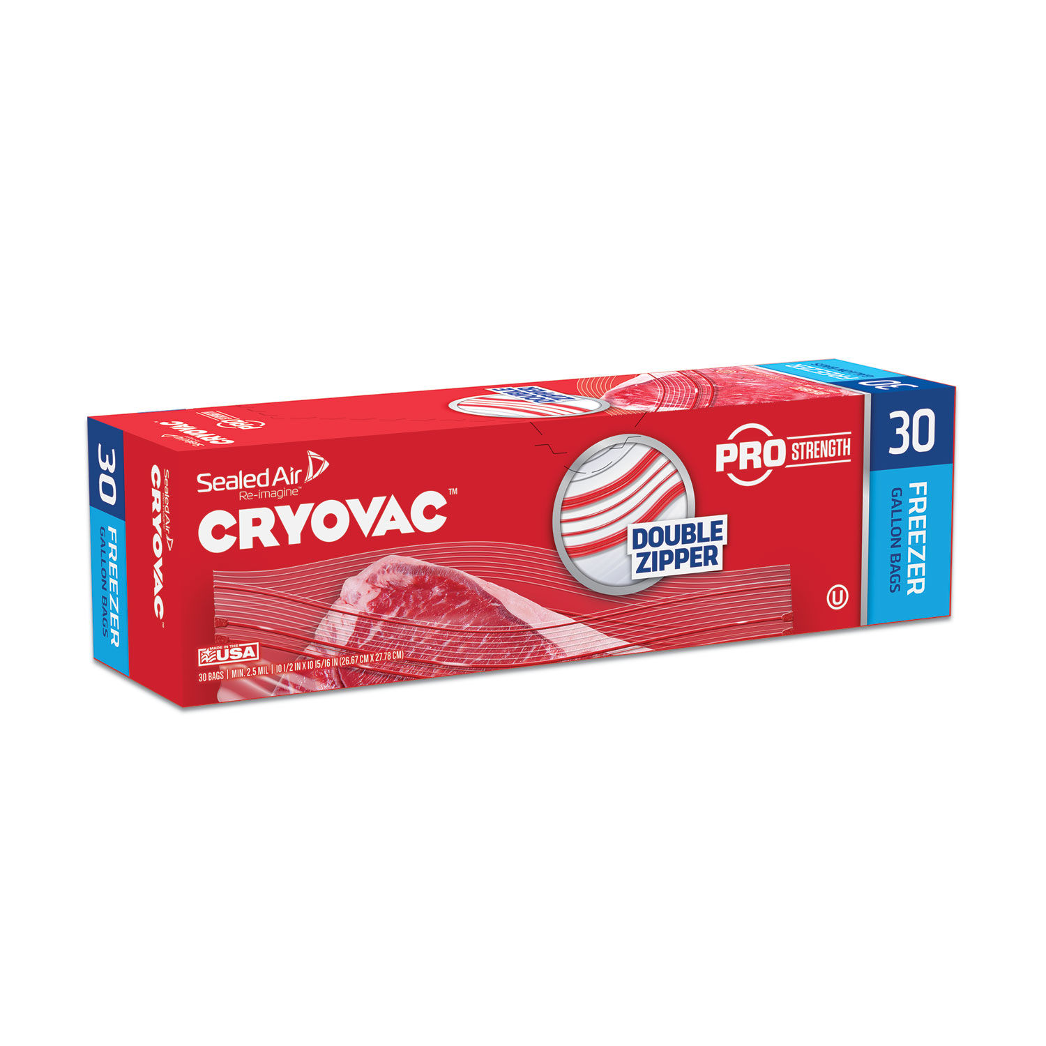 Diversey Cryovac One Gallon Storage Bag Dual Zipper, Clear, 10 1/2 x 10  15/16, 250/CT