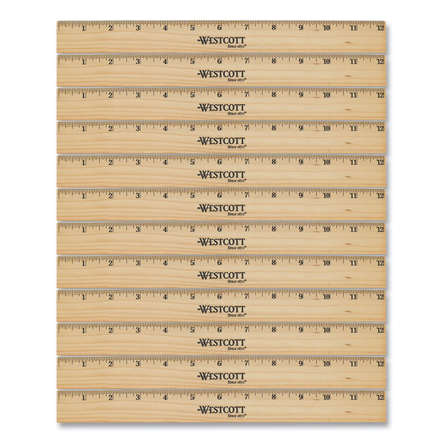 Westcott - Westcott 12 Hole Punched Wood Ruler English and Metric