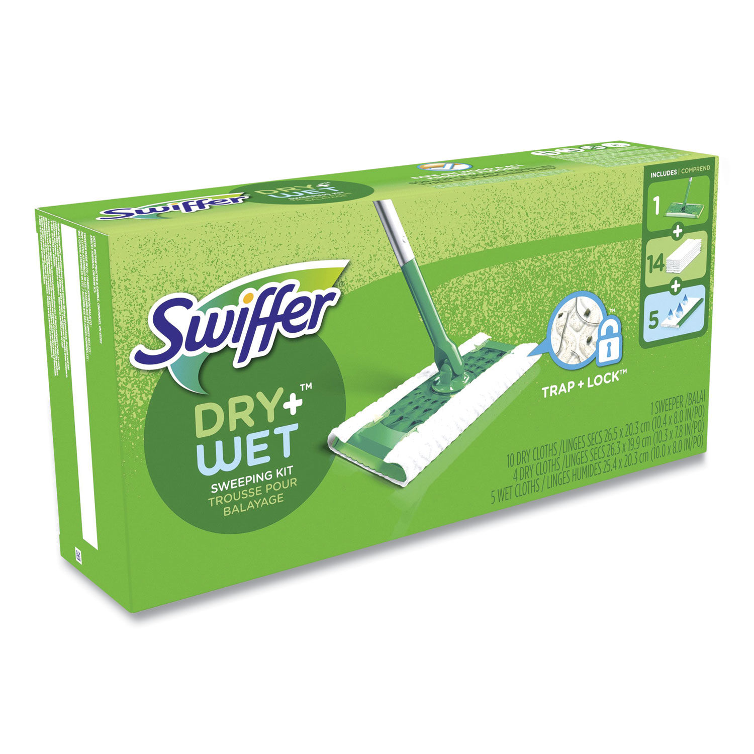 Swiffer Sweeper Dry Wet Starter Kit 46 H x 10 W x 8 D SilverGreen