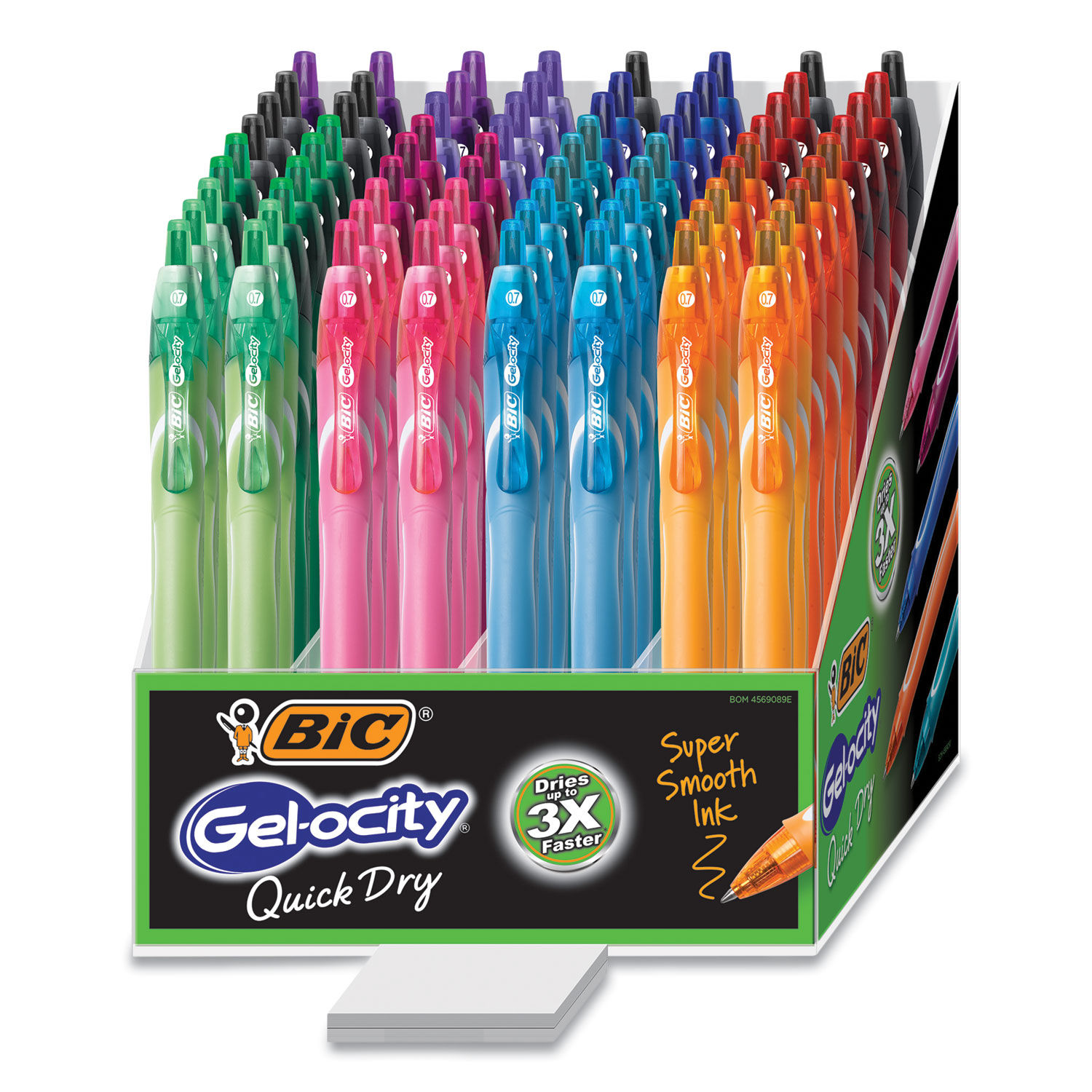 Bic Gel-ocity Quick Dry Retractable Gel Pen, 0.7mm, Assorted Ink/Barrel,  Dozen, BICRGLCG11AST