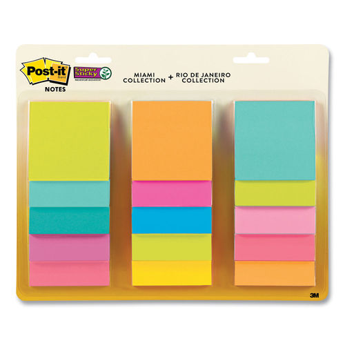 Post-it Super Sticky Full Stick Notes, 3 in. x 3 in., Energy Boost