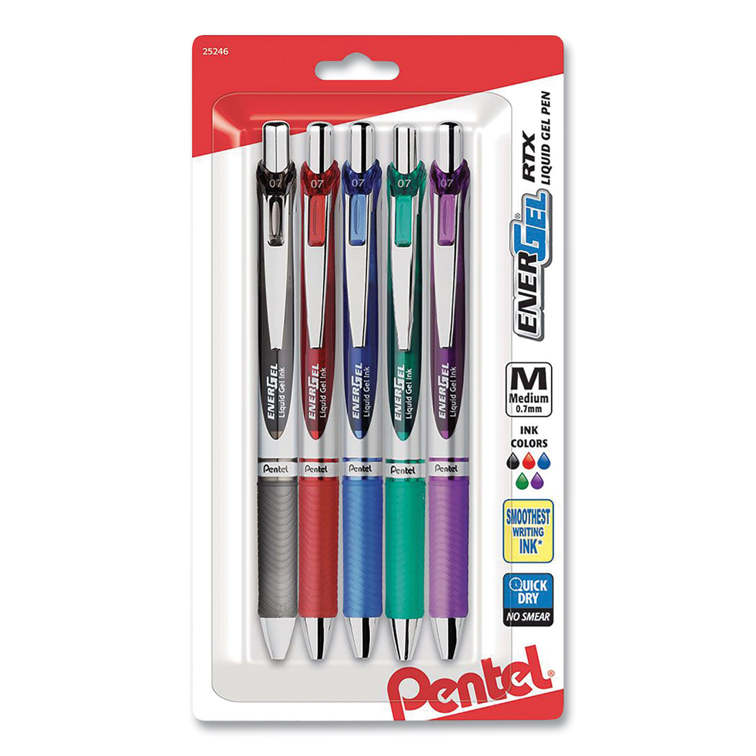 EnerGel RTX Refillable Liquid Gel Pen, 0.7mm, Blue Ink 3-pk