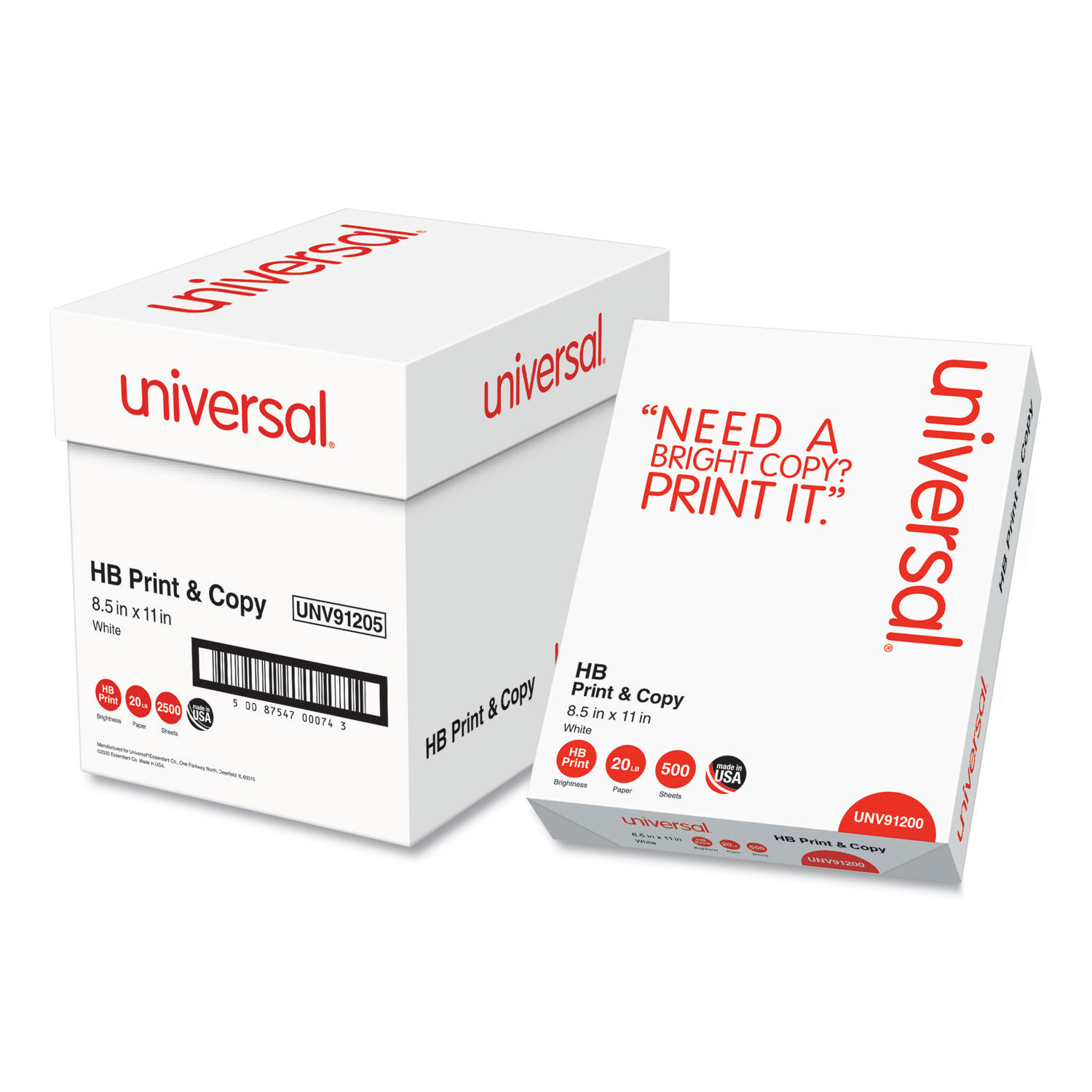 Universal Copy Paper, 92 Brightness, 3-Hole, 20 lb., 8.5 in. x 11