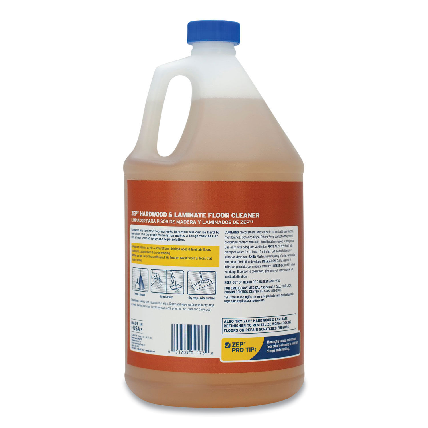 Zep Hardwood and Laminate Cleaner, 1 Gal Bottle - ZPEZUHLF128EA