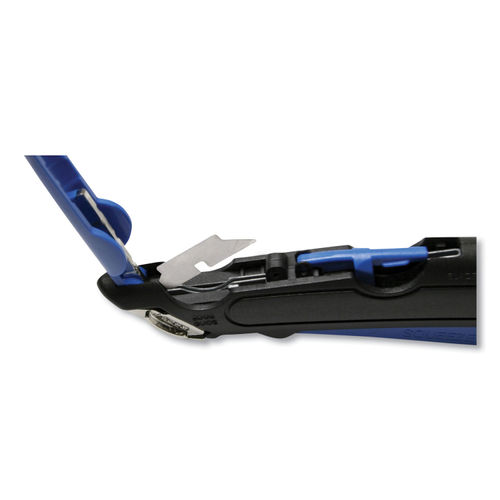 Cosco Steel Blade Plastic Handle Safety Cutter, Blue/Black