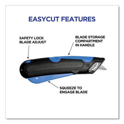 Easycut Self-Retracting Cutter with Safety-Tip Blade and Holster Black/Blue