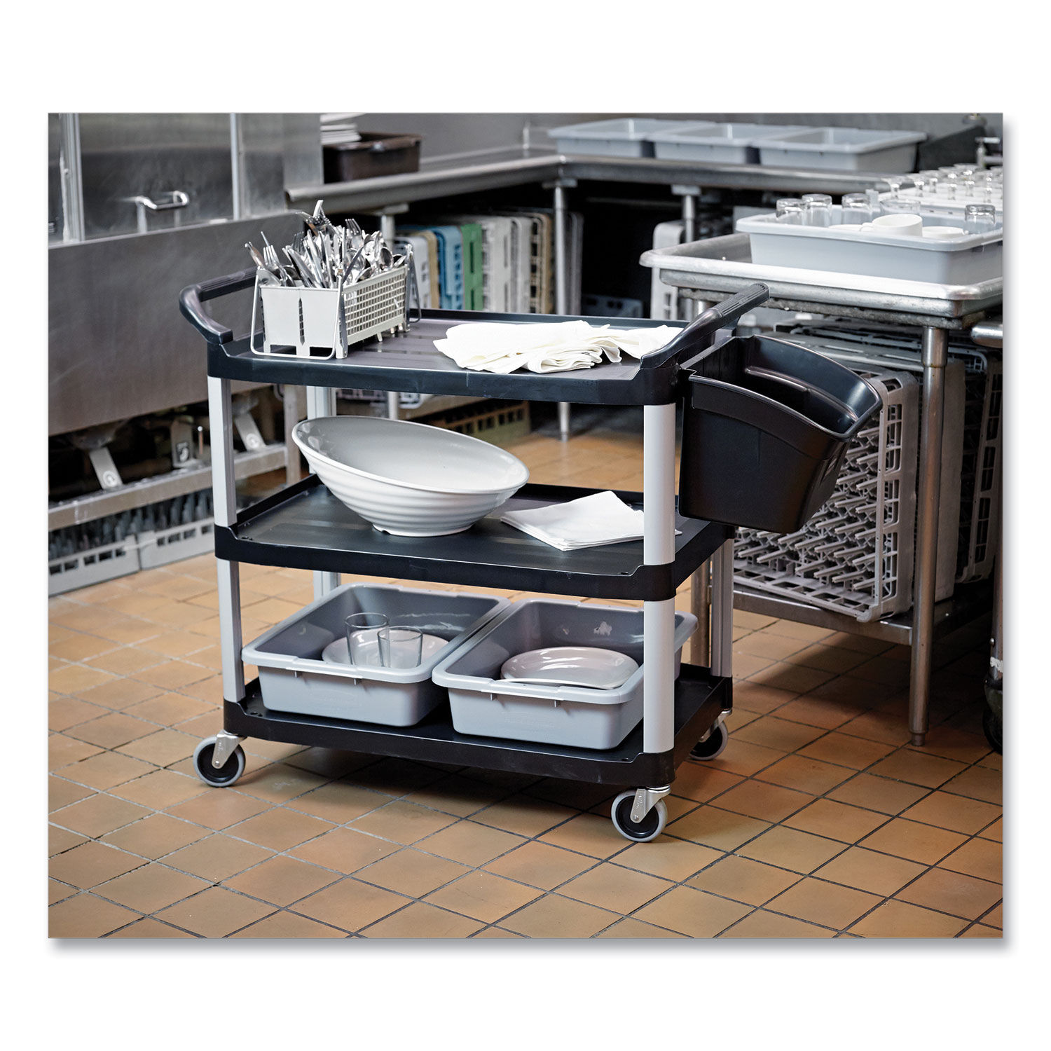 Rubbermaid Three-Shelf Service Cart - Platinum