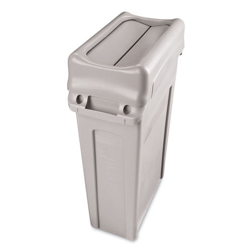 Rubbermaid Slim Jim Receptacle Venting Channels Plastic 23gal Beige