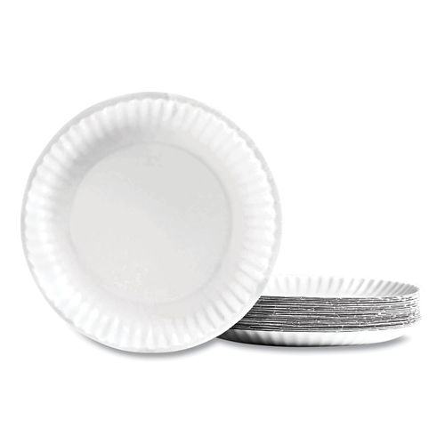 Perk Economy Paper Plates, 9", White, 100/Pack
