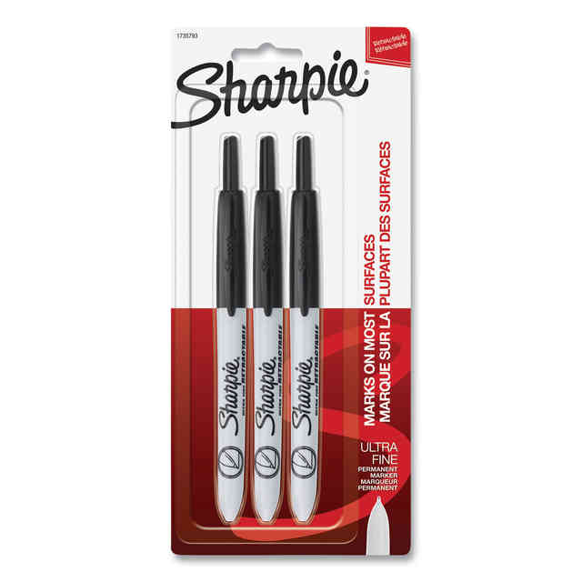 Retractable Permanent Marker, Extra-Fine Needle Tip, Black, 3/pack Retractable Permanent Marker, Extra-Fine Needle Tip, Black, 3/pack