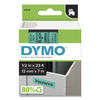 DYM45019 - D1 High-Performance Polyester Removable Label Tape, 0.5" x 23 ft, Black on Green