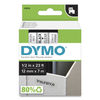 DYM45010 - D1 High-Performance Polyester Removable Label Tape, 0.5" x 23 ft, Black on Clear