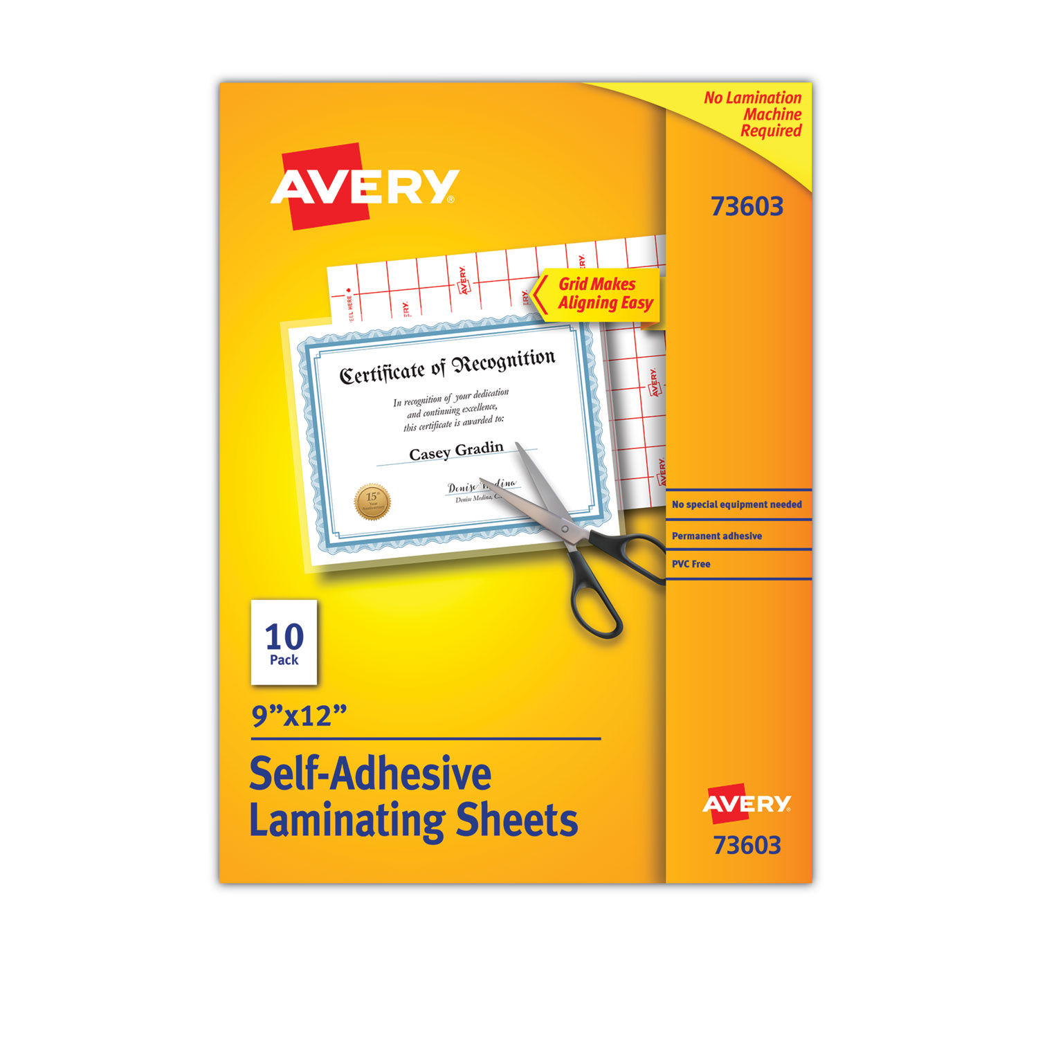 Clear Self-Adhesive Laminating Sheets, 3 mil, 9 x 12, Matte Clear, 10/Pack