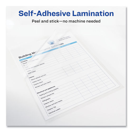 Avery AVE73603 Self-Adhesive Laminating Sheets, Clear, 9 x 12 - 10 sheets each