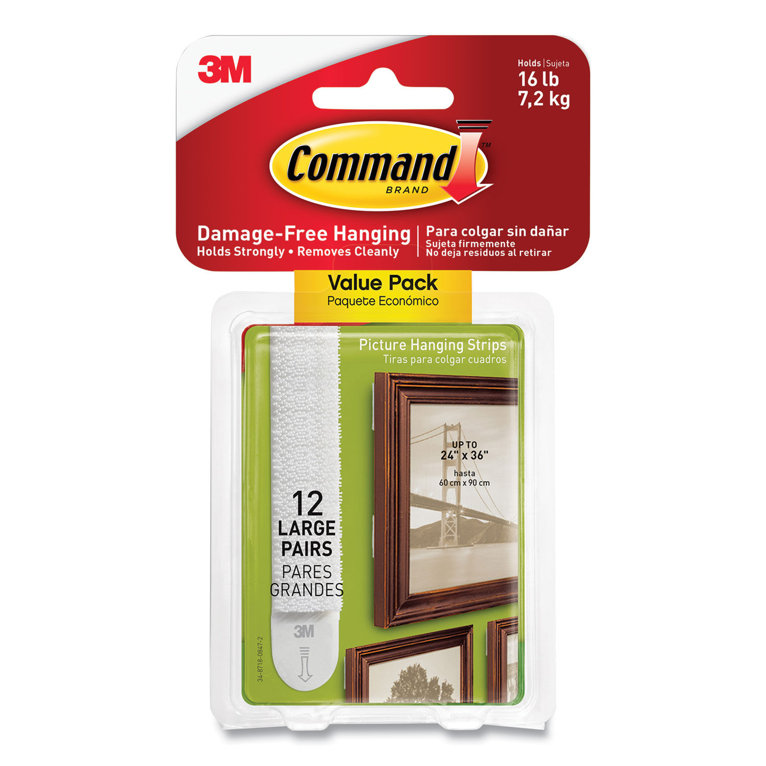 Command Hanging Strips, Picture, Large - 4 pairs