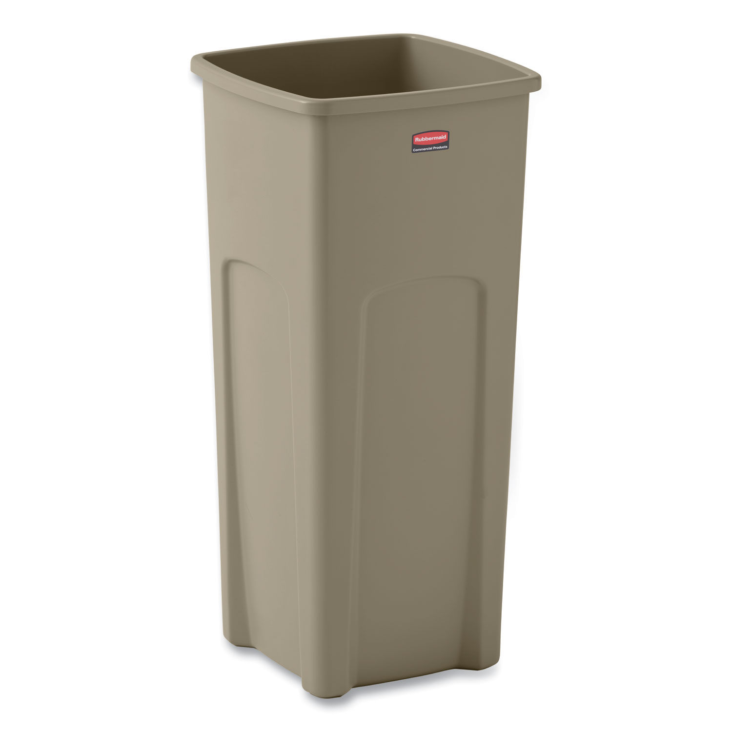 Rubbermaid Commercial Trash Can,Square,23 gal.,Beige FG356988BEIG