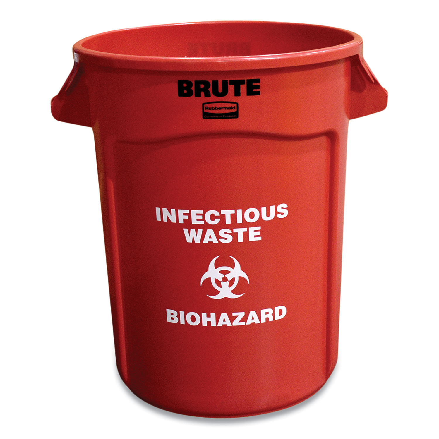 Round Brute Container with "Infectious Waste Biohazard" Imprint by