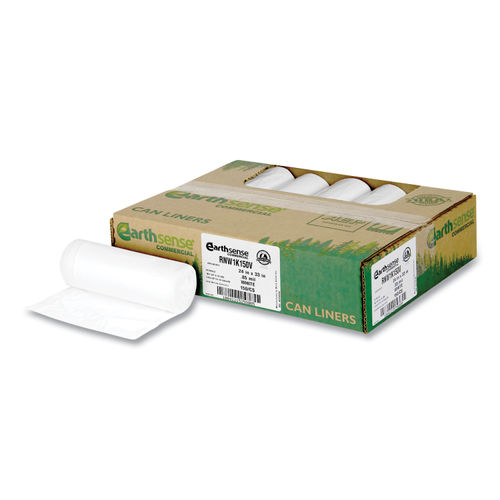 Earthsense Linear Low Density Recycled Can Liners, 10 gal, 0.85 mil, 24 x 23, Black, 500/Carton