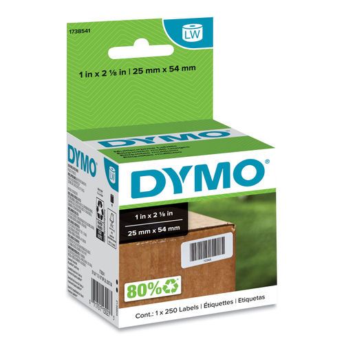 Dymo LabelWriter 1-Up File Folder Labels, 0.56 x 3.43, White, 130/Roll, 2 Rolls/Pack