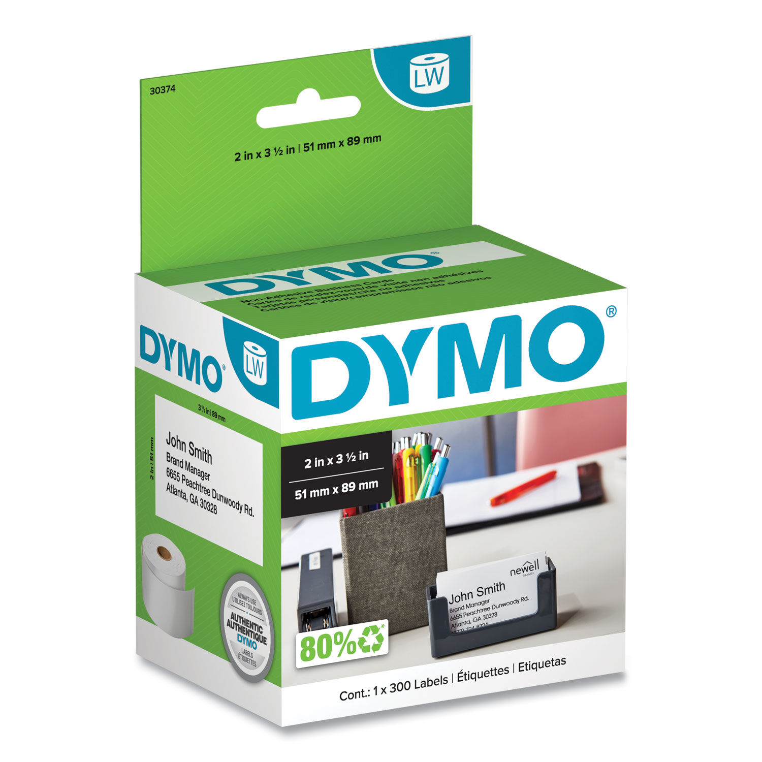 Dymo 30344 Red Border Shipping Labels, White