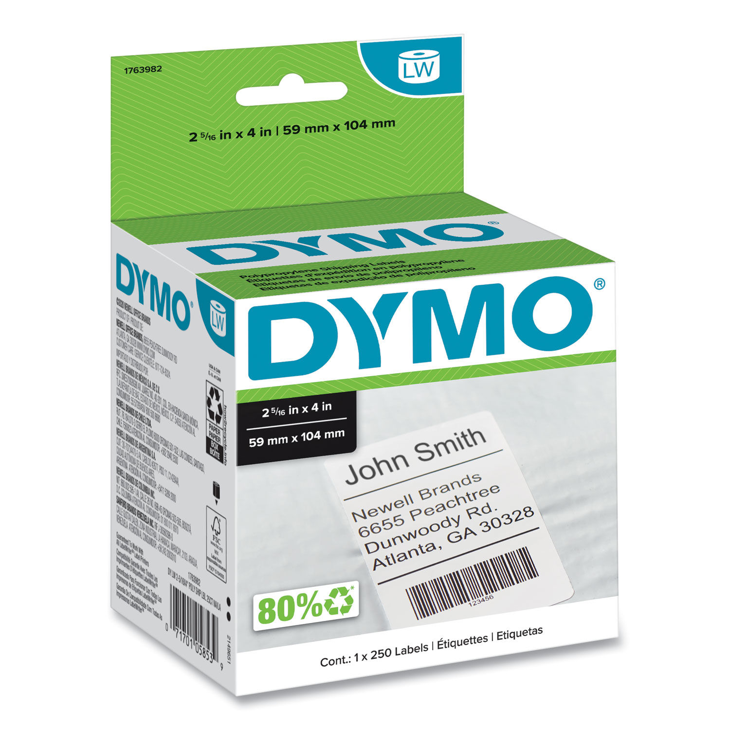 Dymo 30344 Red Border Shipping Labels, White