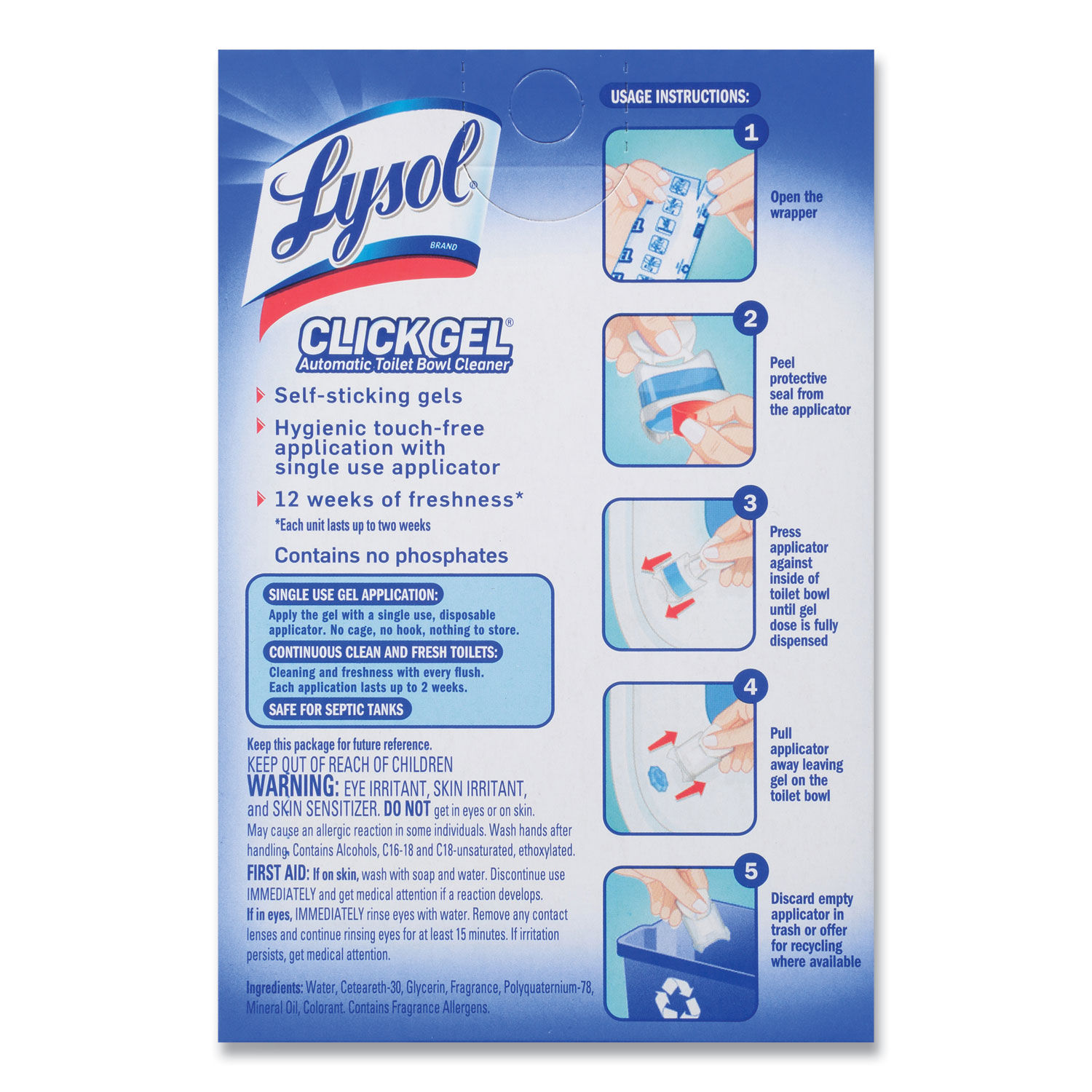 LYSOL Brand Click Gel Automatic Toilet Bowl Cleaner Ocean Fresh 0.17 oz  4/Box 92918, 1 - Mariano's