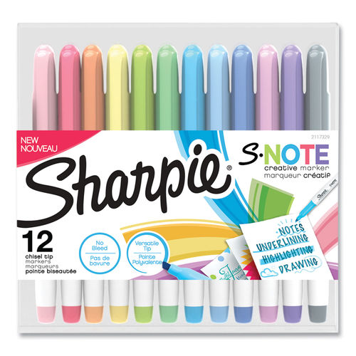 Sharpie S Note Markers - Assorted Colours (Blister of 12