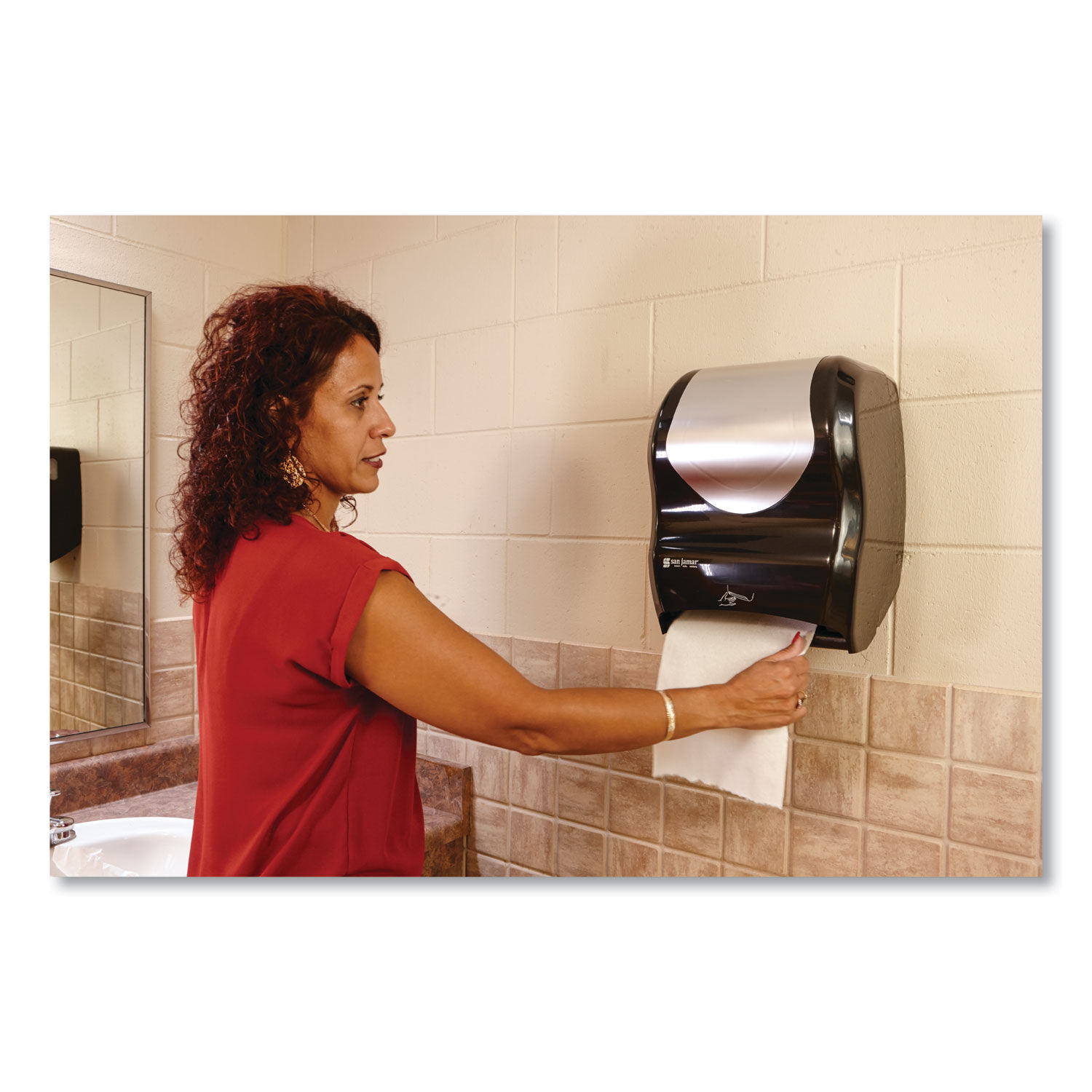 San Jamar Electronic Touchless Roll Towel Dispenser, 11.75 x 9 x 15.5,  Black Pearl -SJMT1390TBK