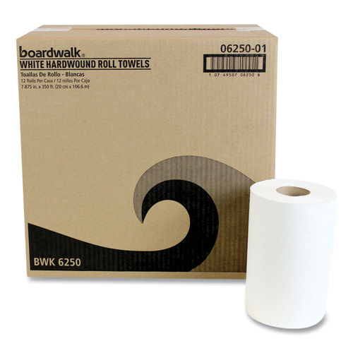 8 x 350' White Hardwound Paper Towel Roll - 12/Case