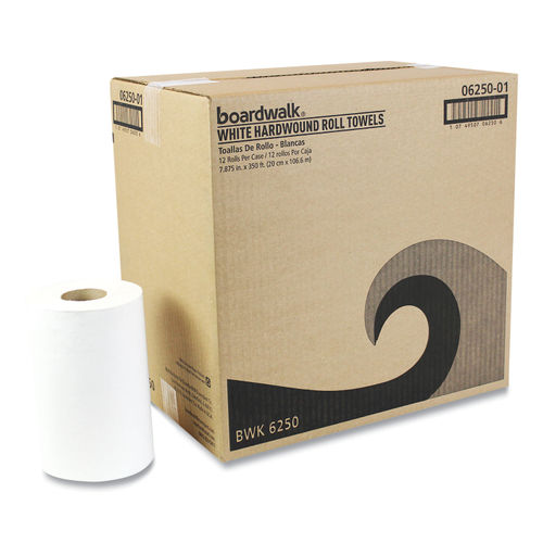 8 x 350' White Hardwound Paper Towel Roll - 12/Case