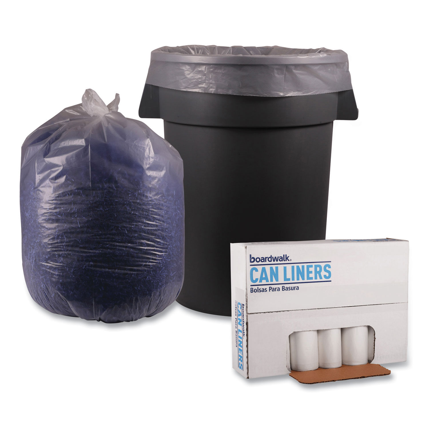 55 Gallon Clear Trash Bags, 2.0 Mil, 38x58