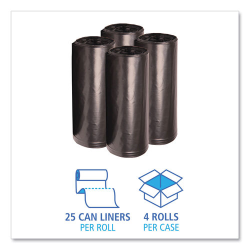 Trash Liners Coreless Roll, 38 x 58, 60 gallons, Black 1 mil, 100/case