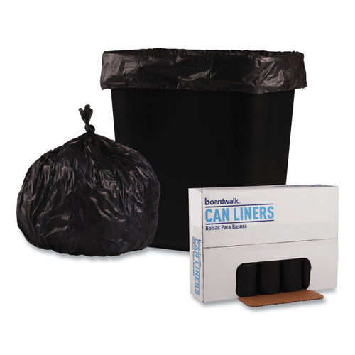 Boardwalk Low-Density Waste Can Liners, 16 gal, 1 mil, 24 x 32, Black, 10 Bags/Roll, 15 Rolls/Carton