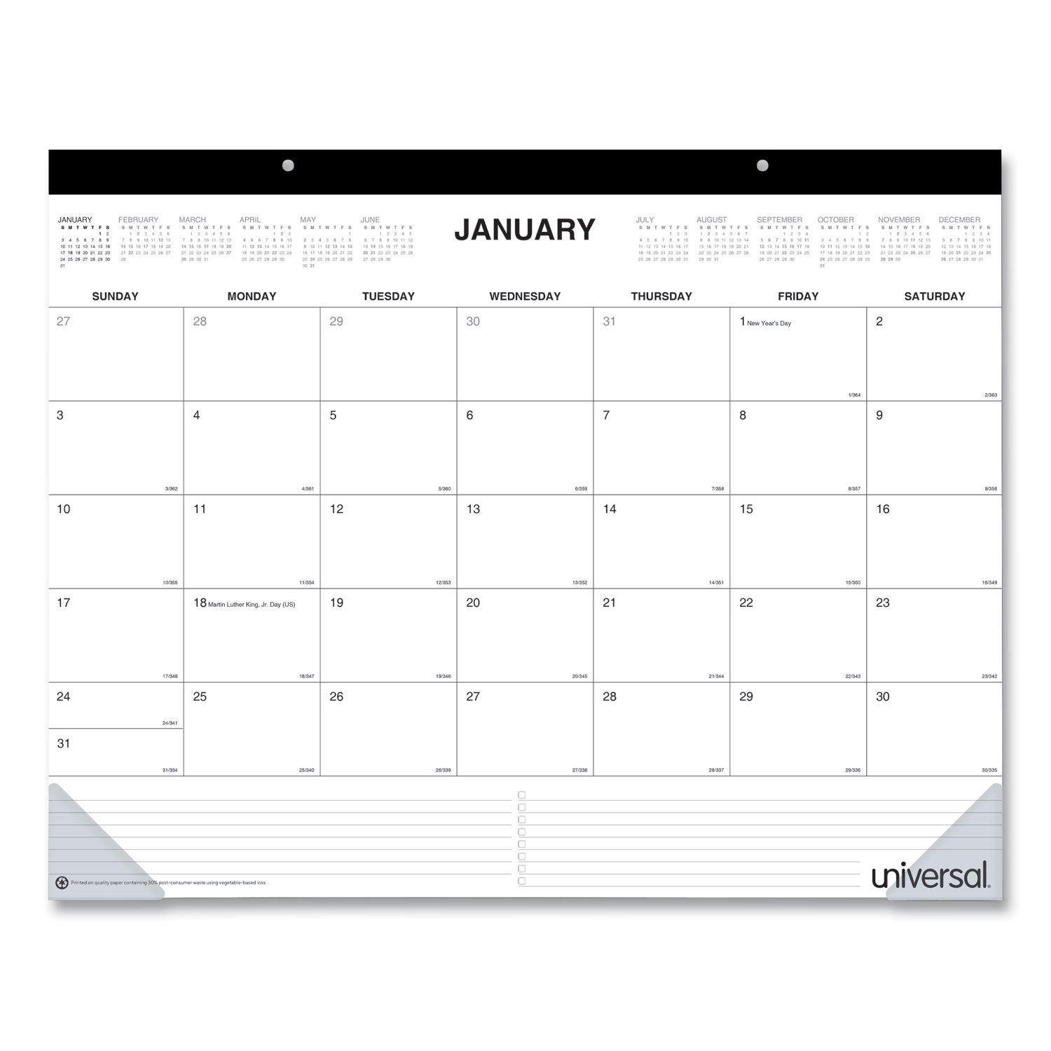 2022 Full Desk Calendar 11 x 17" 2-Sided Reversible 12 Month Planner 2 Qty 