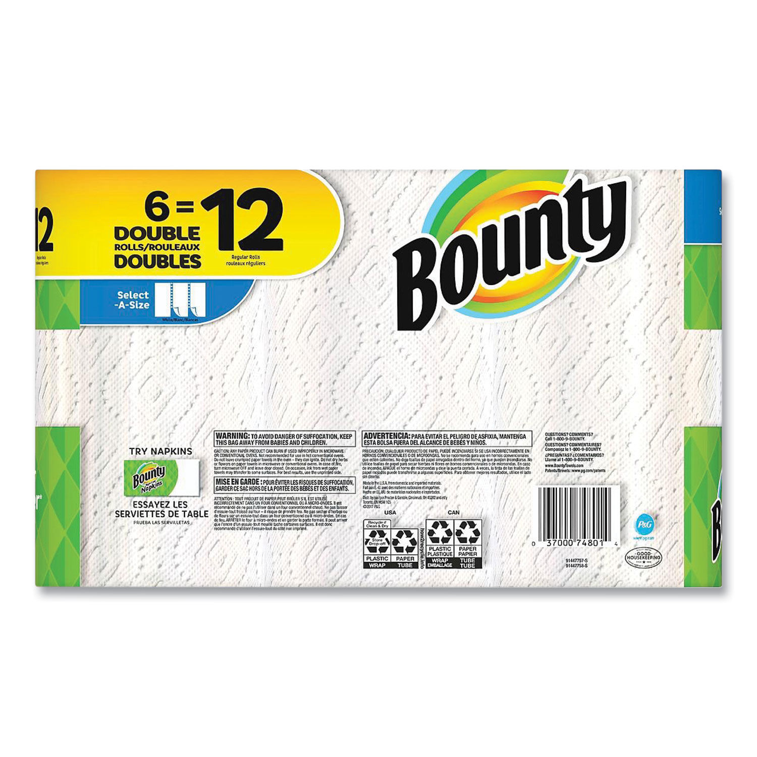 Select-a-Size Kitchen Roll Paper Towels by Bounty® PGC74801